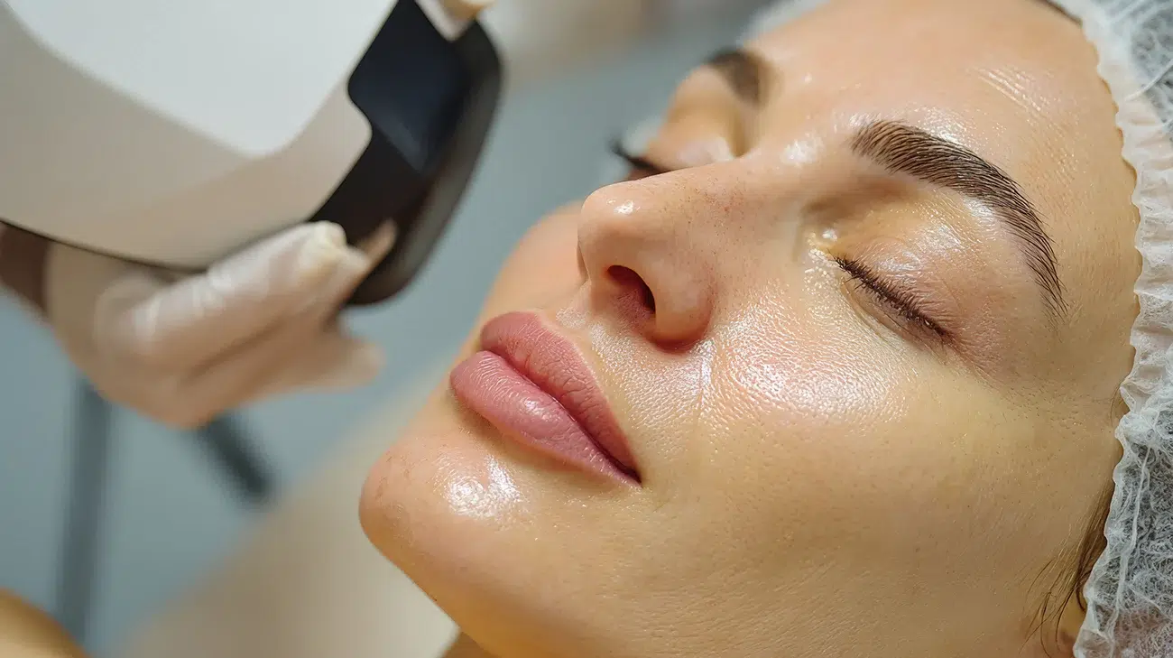 A woman receiving laser treatment